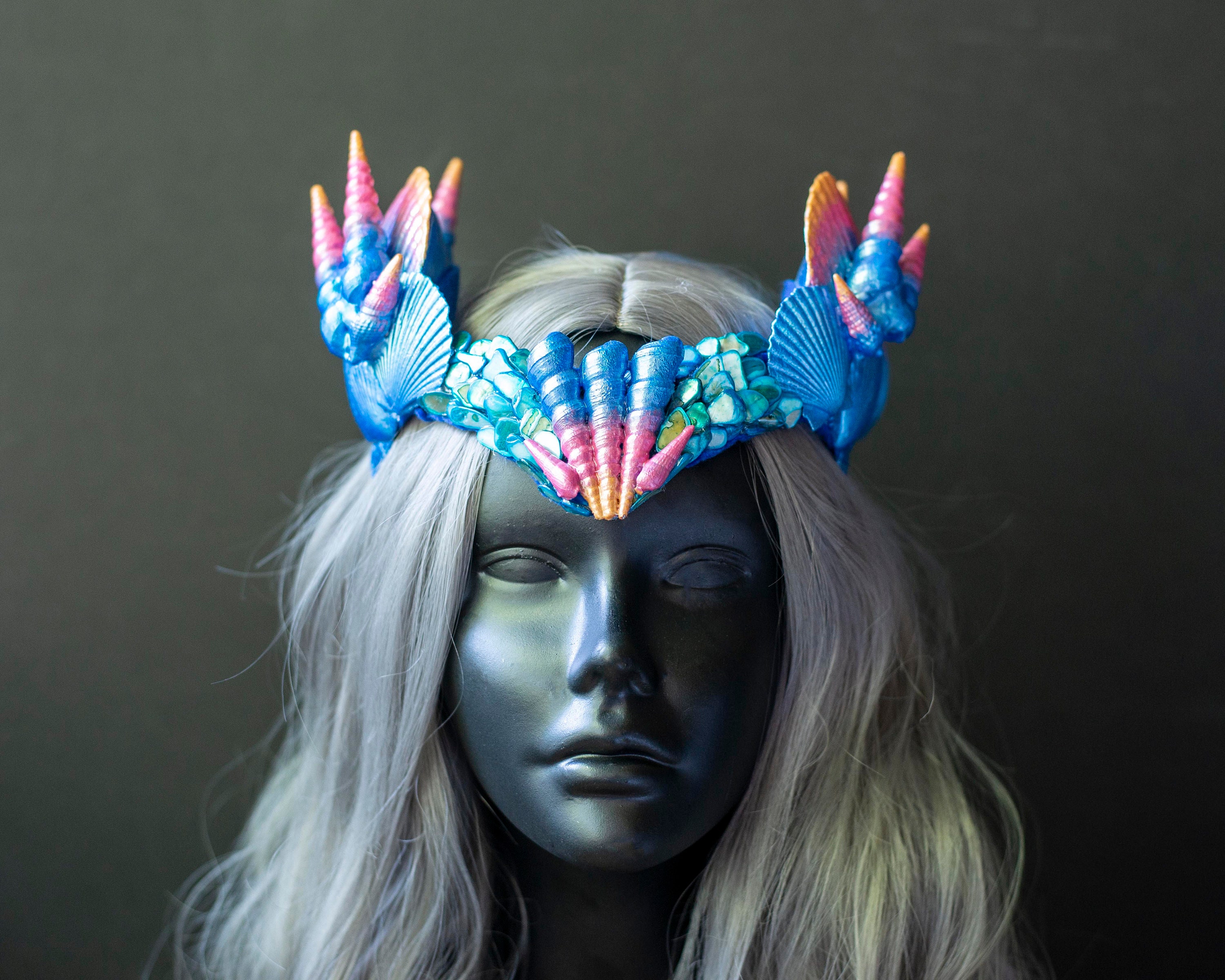 Rainbow Seashell Mermaid Crown, Sea Witch Costume Headpiece  display picture 2