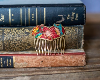 Vintage Heart Hair Comb, Butterfly Hair Comb, Brass Hair Comb, Fairy Hair Comb, Heart Hair Accessories, Vintage Decorative Comb