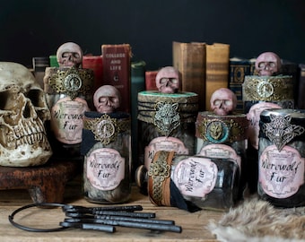 Werewolf Fur Potion Bottle: Gothic Halloween Apothecary Decor