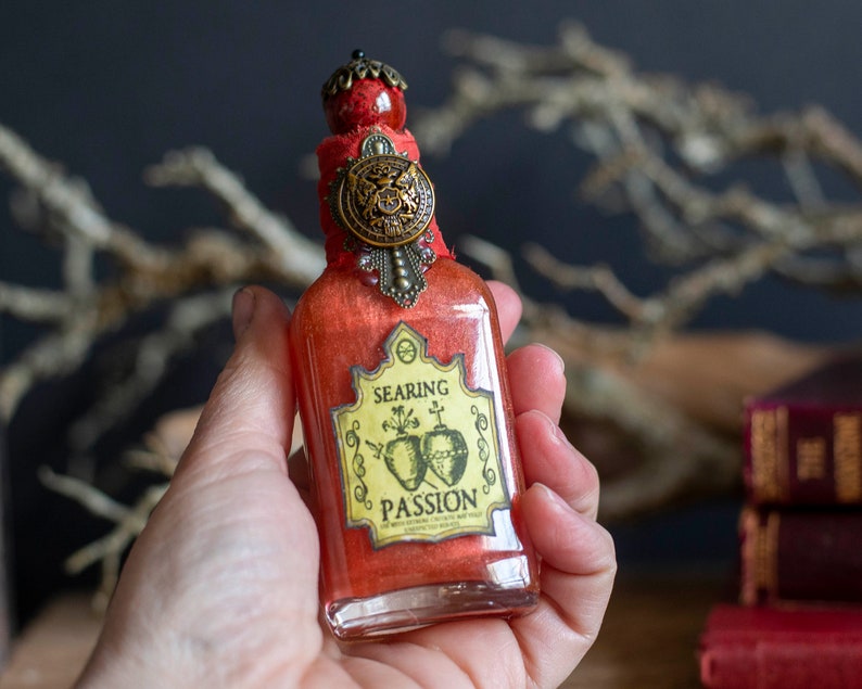 Searing Passion Potion Bottle, Love Potion, Halloween Potions, Halloween Decor, Valentine Potions, Wizard School, Altar Decor, Recycled image 10