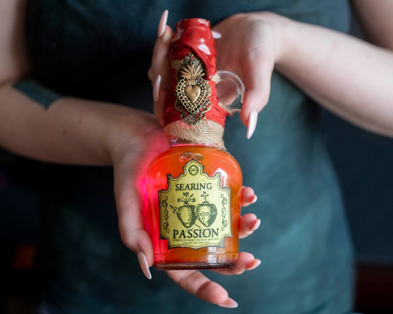 Searing Passion Potion Bottle, Love Potion, Halloween Potions, Halloween Decor, Valentine Potions, Wizard School, Altar Decor, Recycled image 3