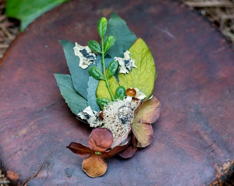 Mini Fall Moss and Mushroom Fairy Hair Clip, Autumn Fairy Hair Clip, Fall Fairy Costume, Fall Wedding, Hand Fasting, Fairytale Wedding