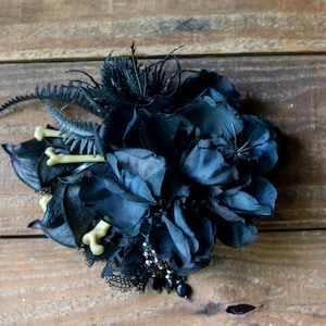 Gothic Black Flower Headpiece: Dark Fairy Witch Costume