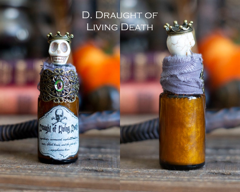 Mini Wizard School Potion Bottle, Potions Class, Potion Bottle, Movie Props, Wizarding School, Witch Potions, Holiday Gift Idea D. Draught