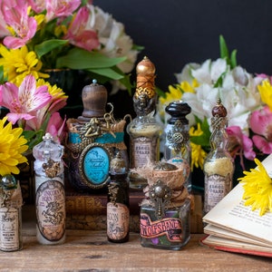 Fairy Potion Bottles, Good Magic Decor, Altered Art Bottle, Mermaid Potion, Unicorn Dust, Fantasy Shelf Decor, Apothecary Jar, Good Magic