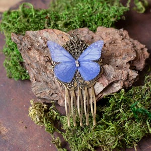 Butterfly Hair Comb – Fairycore Hairpiece for Handfasting, Fantasy Weddings, Cosplay, or Woodland Photo Shoots, Fairy Costume Headpiece