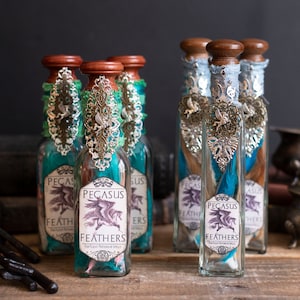 Pegasus Feathers Potion Bottle for Halloween Display, Halloween Party, Potions Class, Wizard Potions, Witch Potions, Magic Potion Bottles