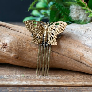 Vintage Butterfly Hair Comb, Vintage Brass Fairy Hair Piece, Formal Updo Comb, Forest Elf Costume, Sylph and Thistle Collection