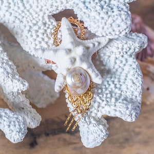 Small Starfish Hair Clip, Mermaid Hair Accessory, Beach Wedding Clip, Siren Costume Hairpiece, Fantasy Ocean Crown Accent