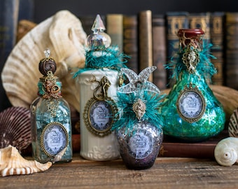 Mermaid Scales Potion Bottle, Mermaid Potions, Mermaid Apothecary Bottle, Sea Witch Potions, Wizard Potion Bottle, Mermaid Magic Potion