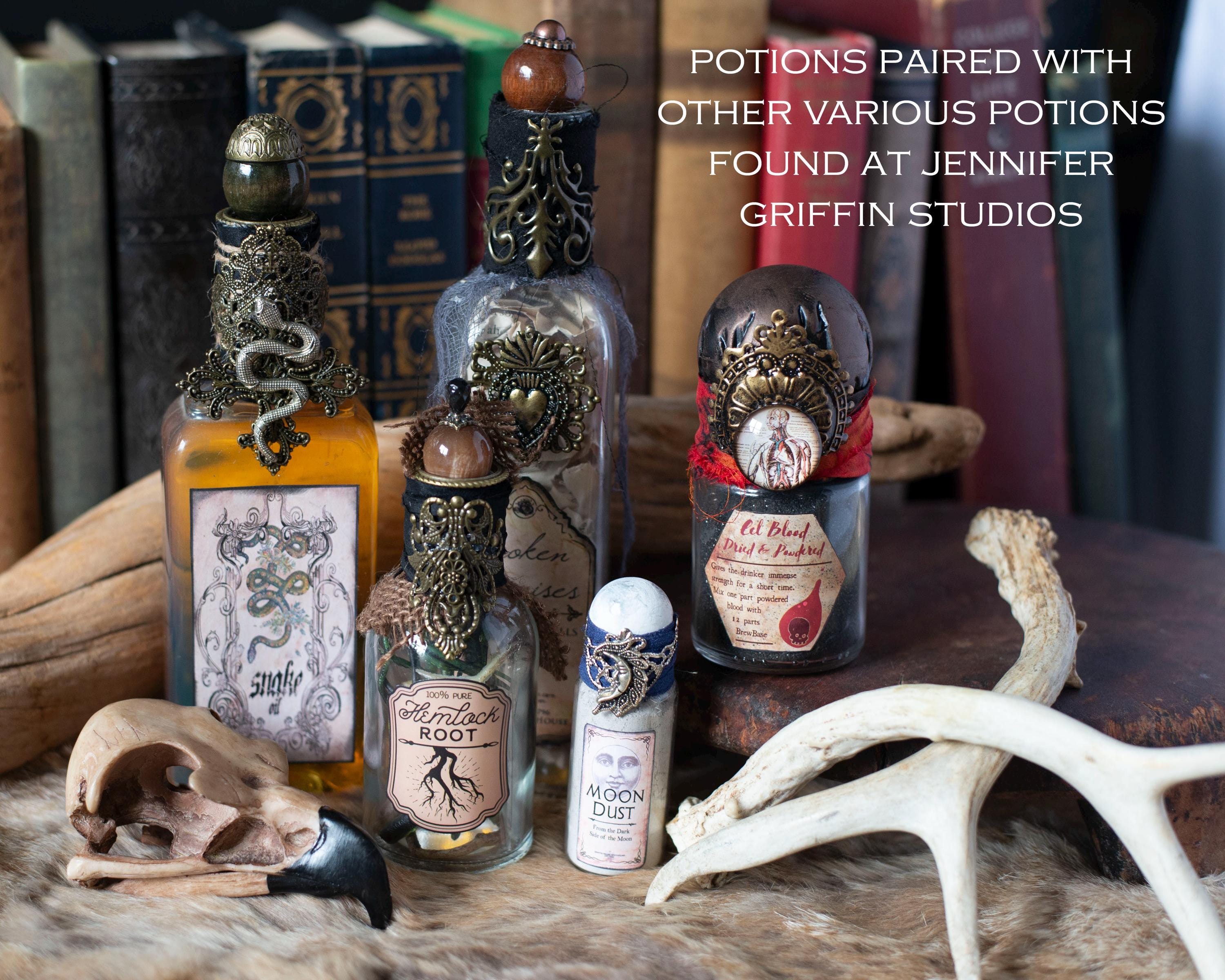 Hemlock Root Potion Bottle, Fantasy Apothecary Decor, Halloween 