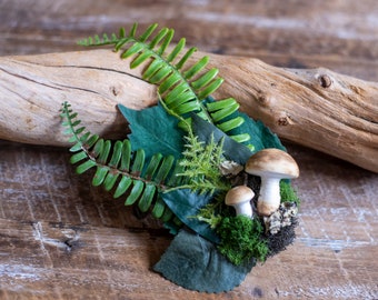 Mushroom and Moss Hair Clip for Fairy Costumes, Fairytale Weddings and Hand Fasting Ceremonies, Cosplay and Festivals