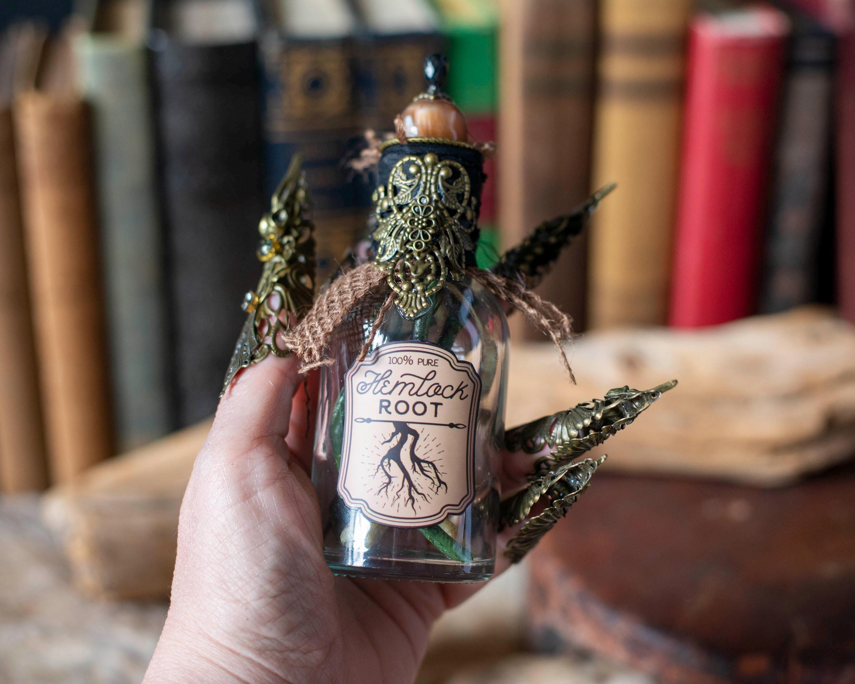 Hemlock Root Potion Bottle, Fantasy Apothecary Decor, Halloween 