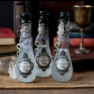 Veritaserum Potion Bottle: Fantasy Halloween Decor with Silver Snake Charm