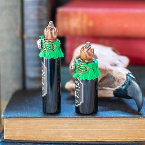 Mini Halloween Potion Bottles, Witch Potion Bottles, Halloween Decor, Altered Glass Bottle, Wizard Potion, Halloween Party, Wizarding School image 5