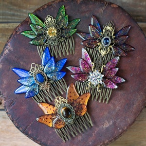 Resin Fairy Wing Hair Comb: Semi-Precious Stone Fantasy Headpiece
