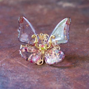 Pink Resin Butterfly Hair Clip, Fairy Wing Accessory, Fantasy Bridal Clip, Fairy Wedding, Festival Hair, Fairycore, Coquette Fairy Aesthetic