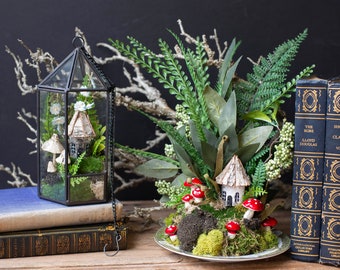 Indoor Fairy Garden, Fairy Village, Fairy Cottage, Moss Garden, Moss Terrarium, Fairy Garden Set, Magical Fairy Garden, Fairy Houses