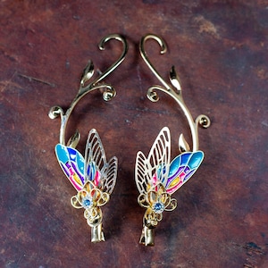 Fairy Wing Hair Clip Set, Gold Fantasy Crown Clips, Fairycore Hair Accessories, Fairy Costume Headpiece, Handfasting or Ren Fest Hair Clip