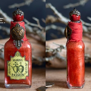 Searing Passion Potion Bottle, Love Potion, Halloween Potions, Halloween Decor, Valentine Potions, Wizard School, Altar Decor, Recycled Style E