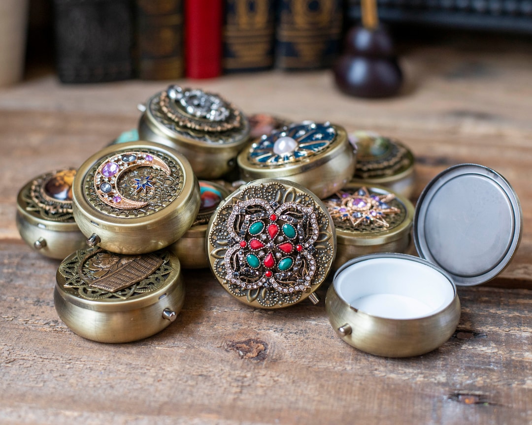 Round Pill Box, Trinket Box, Travel Pill Box, Tooth Fairy Box