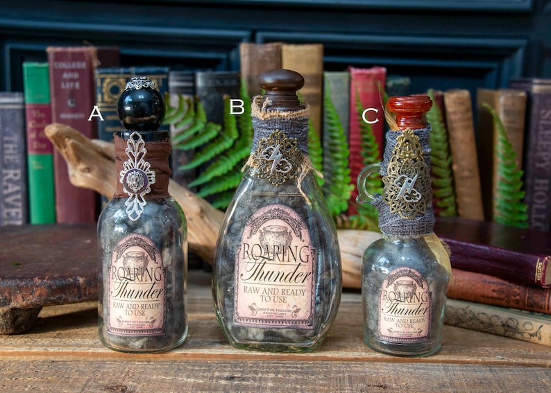 Unique Thunder Thunder and Lightning Potion Bottles: Fantasy Apothecary Decor, Wizard ...