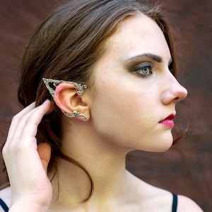 Elf ear cuffs for pierced ears, fairy earrings with rhinestones, fantasy cosplay jewelry