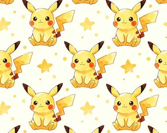 Katoenen stof Pikachu Pokemon Star Print Stof Cartoon Stof 100% katoenen stof op maat gesneden