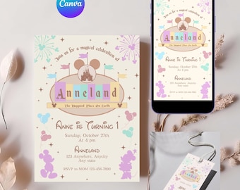 Mouse Birthday Invitation, Mouse Theme Invite, Editable Template, Digital Download, Party Fun