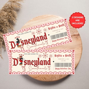 Editable Valentine Ticket, Surprise Reveal Editable Ticket, Park Ticket, Trip Surprise Ticket Gift, Mouse invitation, Instant Download