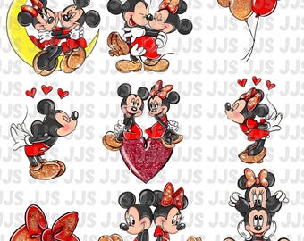 Muis Valentine aquarel clipart, Valentijnsdag png, bijpassende paar png bundel handgemaakt, digitaal bestand, clip art-bestanden, liefde
