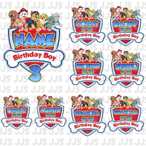 Personalized kids Birthday PNG, Custom Cartoon Family Design, (Digital Download)