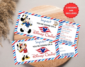 Editable Cruise Ticket, Surprise Trip Reveal, Boarding Pass Ticket, Park Printable Ticket Gift, Mouse invitation Family vacation