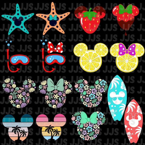 Paquete de frutas de verano para ratones SVG, verano SVG, limón SVG, día de sandía SVG, piña SVG, archivo de corte vectorial para Cricut Silhouette