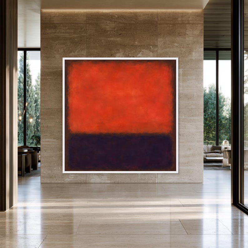 Mark Rothko Inspired Canvas Print, Abstract Wall Art With Bold Red and ...
