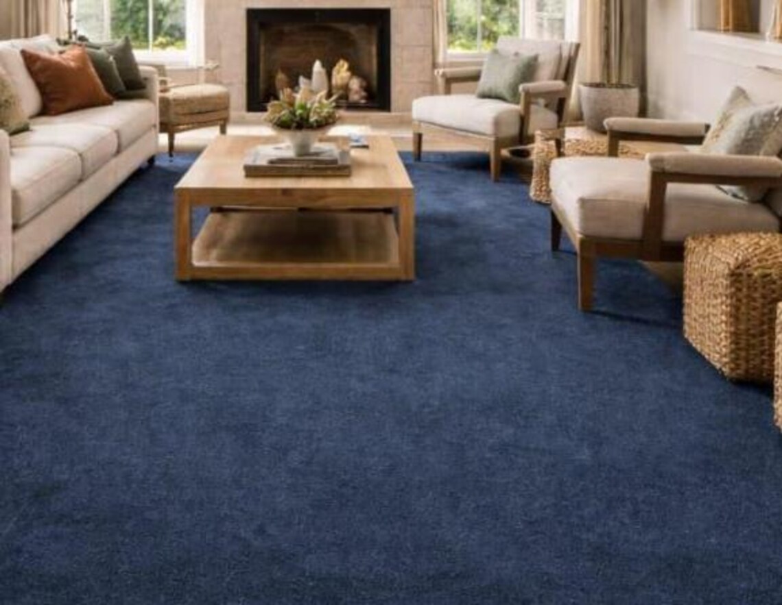Handcrafted Navy Blue Area Rug | Modern Minimalist Style - Etsy