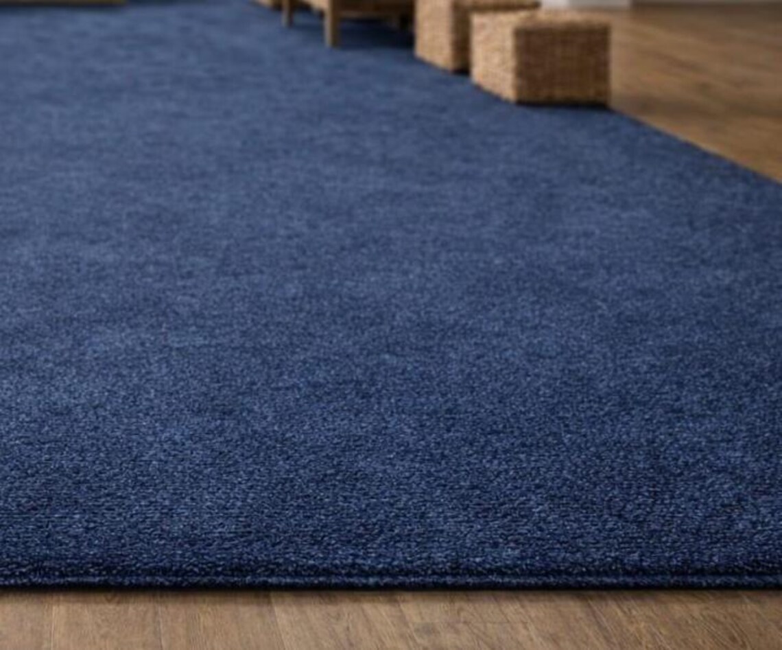 Handcrafted Navy Blue Area Rug | Modern Minimalist Style - Etsy
