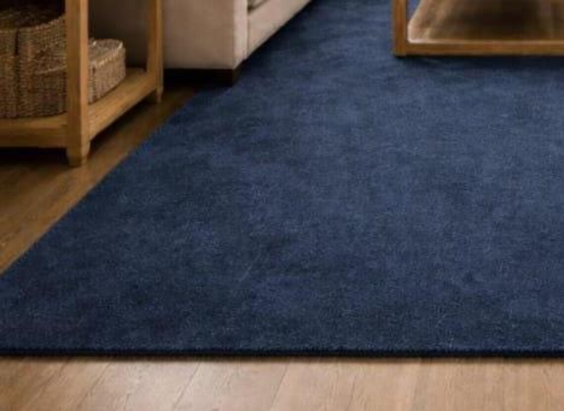 Handcrafted Navy Blue Area Rug | Modern Minimalist Style - Etsy