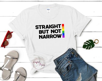 Straight But Not Narrow, LGBT Rainbow, Pride Month, Sublimation Transfer, Ready to Press, DIY Shirt, Gift for LGBT Supporter