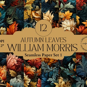 William Morris Herbstlaub Jugendstil Papiere für Kartengestaltung, Einladungen, Junk Journaling, Decoupage, Planer, Party Requisiten, Ephemera