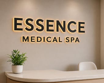 Custom Backlit Logo Sign, LED Metal Business Sign, Storefront Logo Wall Sign, Stainless Steel Illuminated Sign