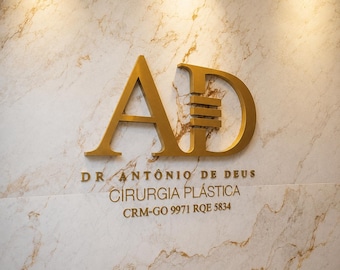 Custom Metal Logo Sign 3D Stainless Steel Letters Laser Cut Business Sign Office Reception Wall Logo Brushed Metal Finish