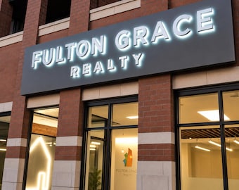 Letrero comercial personalizado 3D de acero inoxidable con retroiluminación LED, decoración de logotipo iluminada para escaparates.