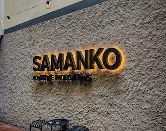Letrero LED personalizado para negocios, letrero con logotipo retroiluminado de metal 3D, logotipo para la pared de recepción de la oficina, letrero para escaparate.
