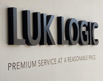 Letrero metálico personalizado con logotipo, letras metálicas 3D, letrero comercial cortado con láser, logotipo para la pared de recepción de la oficina, señalización de metal cepillado.