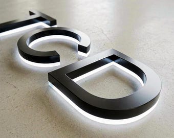 Letrero con logotipo retroiluminado LED personalizado, letrero comercial 3D de acero inoxidable, letras iluminadas para escaparates, letrero con logotipo metálico personalizado