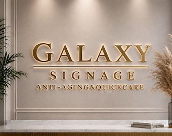 Custom LED Backlit Business Logo Sign, 3D Metal Wall Sign, Illuminated Office Reception Sign, Storefront Logo Sign