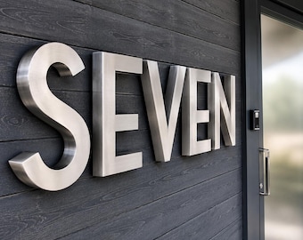Letrero metálico personalizado con logotipo, letrero comercial de acero inoxidable, logotipo de pared para recepción de oficina cortado con láser, letras de metal cepillado.