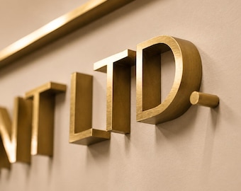 Letrero metálico personalizado con logotipo, letras 3D de acero inoxidable, letrero comercial cortado con láser, logotipo para la pared de recepción de la oficina, señalización de metal cepillado.