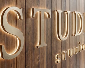 Custom Business Logo Sign, LED Backlit Metal Sign, 3D Wall Sign for Office Reception, Storefront Logo Sign